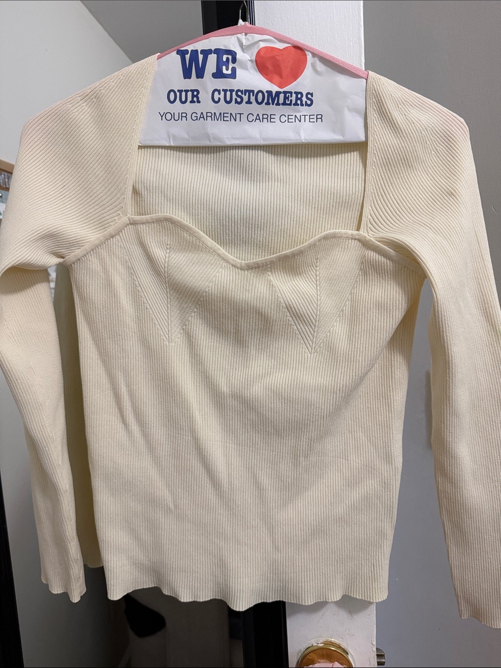 Mango Off-Shoulder Cream Ribbed Sweetheart Sweater